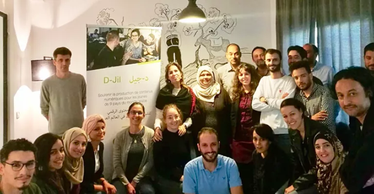 Tunis 14-16 novembre 2018 : première session d’incubation de l’équipe de #Djilmedia (10 projets sélectionnés) présente aux #AjTunis. #DJilMedia