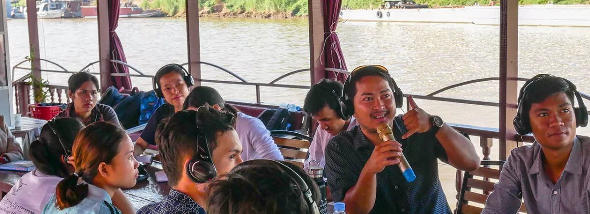 All on board for an environmental journalism training course in Cambodia