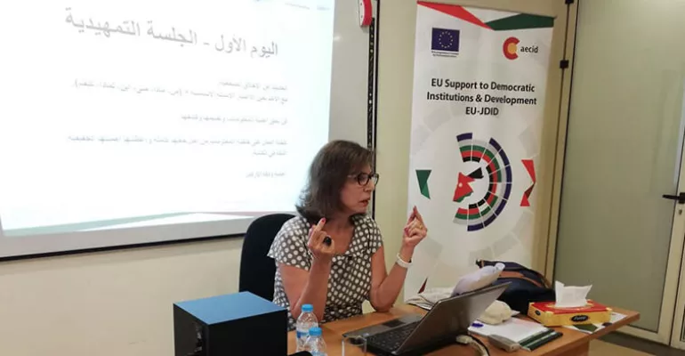 July 2018 - Jordan, 5th session of training in political journalism: 9 journalists (including 6 women) from Al-Ghad, Al-Sabeel, RJ RADIO, Roya, Talal Abu Ghazala and Al-Yom channel. #EUJDID
