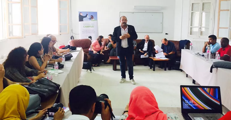 Seminar "Media & Democracy" for students from Tunisia, Mauritania and Algeria Conference at IPSI on #factchecking and issues for journalism Tunis, September 2019 #MediaLabCampus