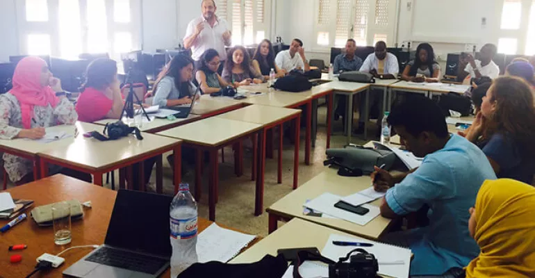 Seminar "Media & Democracy" for students from Tunisia, Mauritania and Algeria Conference at IPSI on #factchecking and issues for journalism Tunis, September 2019 #MediaLabCampus