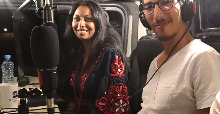 Samira Ibrahim, journaliste à Monte Carlo Doualya (MCD) en visite, octobre 2019 #SadaAswatNissaa