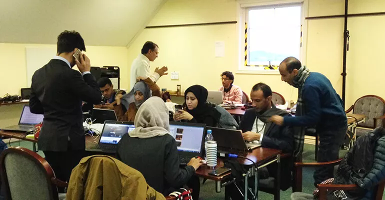 12 independent Yemeni journalists covering the peace talks in Stockholm, December 2018 #YMER