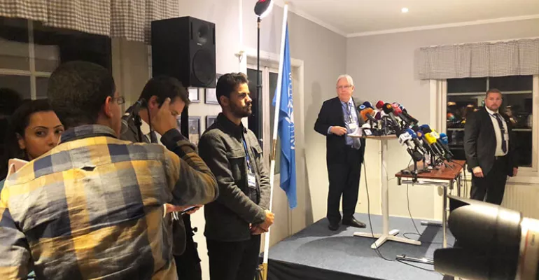 12 journalistes yéménites indépendants couvrent les pourparlers de paix à Stockholm. Décembre 2018 #YMER