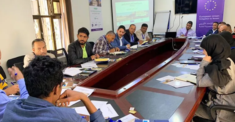 About 20 Yemeni journalists & representatives of NGOs discussed on Februaray, 20th 2020 ways to improve the flow of information on the humanitarian situation in #Yemen during meetings in #Sana'a and #Taiz. #YMER