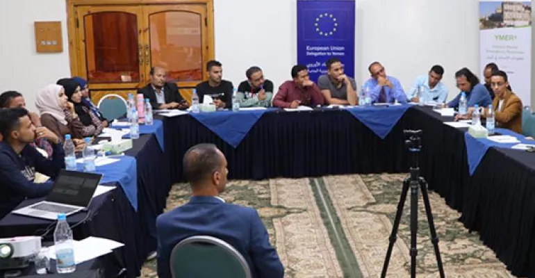 About 20 Yemeni journalists & representatives of NGOs discussed on Februaray, 20th 2020 ways to improve the flow of information on the humanitarian situation in #Yemen during meetings in #Sana'a and #Taiz. #YMER